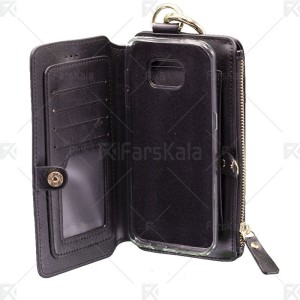 کیف چرمی پول و گوشی سامسونگ Leather Wallet Case For Samsung Galaxy S7 edge