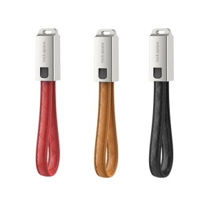 کابل لایتنینگ شارژ و انتقال داده طرح جاکلیدی  RockSpace Lightning Leather Cable With KeyChain