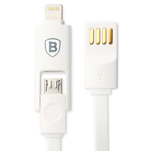 کابل شارژ و انتقال داده دو سر لایتنینگ و میکرو یو اس بی Baseus Dual-Port Series Cable 1m