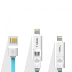 کابل دو پورت Micro USB و Rock Lightning