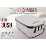 شارژر سه پورت LDNIO A3304 USB Travel Charger
