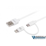کابل دو پورت نزتک Naztech Hybrid 2 in 1 micro-lightning-data 6ft MFi cable