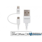 کابل دو پورت نزتک Naztech Hybrid 2 in 1 micro-lightning-data 6ft MFi cable
