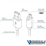 کابل تبدیل microUSB به USB مدل Naztech LED cable