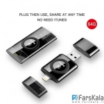 فلش مموری لایتنینگ و یو اس بی بیسوس Baseus Obsidian X1 64 GB Lightening And USB Connector