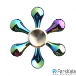 اسپینر فلزی شش پره ای رنگین کمانی و طلایی Fidget Spinner Metal Rainbow & Gold