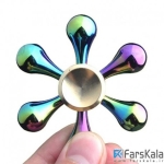 اسپینر فلزی شش پره ای رنگین کمانی و طلایی Fidget Spinner Metal Rainbow & Gold