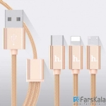 کابل شارژ سه سر هوکو Hoco X2 One Pull Three Knitted Charging Cable