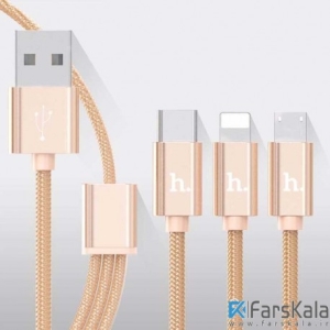 کابل شارژ سه سر هوکو Hoco X2 One Pull Three Knitted Charging Cable
