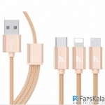 کابل شارژ سه سر هوکو Hoco X2 One Pull Three Knitted Charging Cable