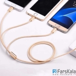 کابل شارژ سه سر هوکو Hoco X2 One Pull Three Knitted Charging Cable