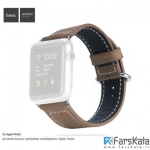بند چرمی اپل واچ هوکو  38 میلی متری Luxury Genuine Leather Watchband Strap Stainless Steel Buckle