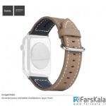بند چرمی اپل واچ هوکو  38 میلی متری Luxury Genuine Leather Watchband Strap Stainless Steel Buckle