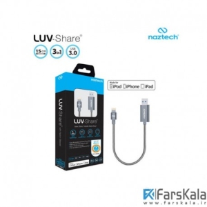کابل حافظه دار و انتقال داده لایتنینگ Naztech Luv Share Lightning Cable 16G