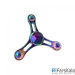اسپینر فلزی سه پره ای شیاردار رنگین کمانی Fidget Spinner Metal Rainbow Groov