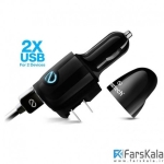 شارژر دیواری و فندکی نزتک Naztech N321 2.4A Dual USB 3-in-1 Charger for Micro USB Devices