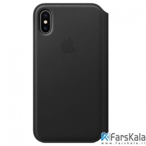 کاور چرمی اصلی آیفون X مدل Leather Folio