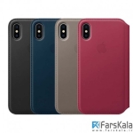 کاور چرمی اصلی آیفون X مدل Leather Folio