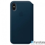 کاور چرمی اصلی آیفون X مدل Leather Folio