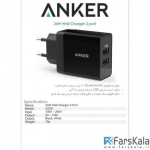 شارژر دیواری شارژ سریع انکر Anker wall charger 2-Port A2021