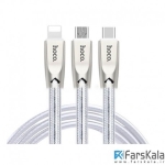 کابل سه سر هوکو Hoco U9 Zinc Alloy Jelly Knitted Charging Cable 1.5m