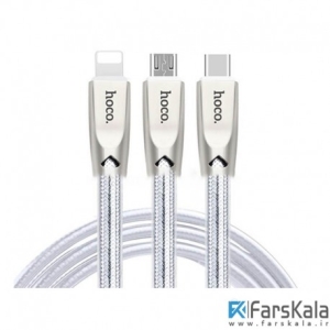 کابل سه سر هوکو Hoco U9 Zinc Alloy Jelly Knitted Charging Cable 1.5m