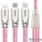 کابل سه سر هوکو Hoco U9 Zinc Alloy Jelly Knitted Charging Cable 1.5m