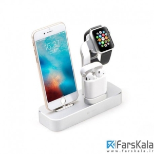 پایه شارژ اپل واچ و آیفون و ایرپاد Coteetci 3 in 1 Charger Stand
