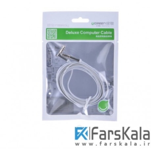 کابل انتقال صدا AUX Ugreen 3.5mm Male to Male Right Angel Flat Cable 1.5M