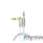 کابل انتقال صدا AUX Ugreen 3.5mm Male to Male Right Angel Flat Cable 1.5M