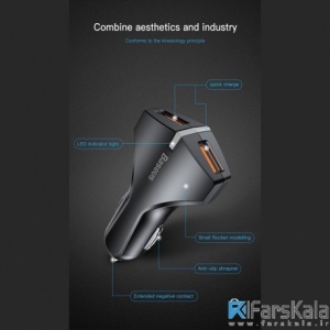 شارژر فندکی 2 پورت بیسوس  Baseus Rocket Dual-USB Car Charger
