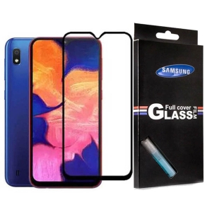 محافظ صفحه نمایش شیشه ای با پوشش کامل تمام چسب Full cover glass screen protector Samsung Galaxy A10