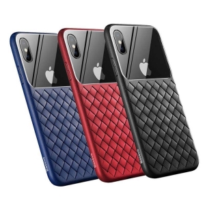 قاب محافظ طرح چرم و حصیری بیسوس Baseus Glass And Weaving Case For Apple IPhone XS Max