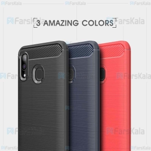 قاب محافظ ژله ای سامسونگ Fiber Carbon Rugged Armor Case For Samsung Galaxy A20