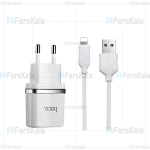 شارژر دیواری هوکو Hoco C12 Dual USB Charger توان 2.4 آمپر همراه با کابل
