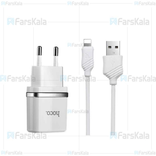 شارژر دیواری هوکو Hoco C12 Dual USB Charger توان 2.4 آمپر همراه با کابل