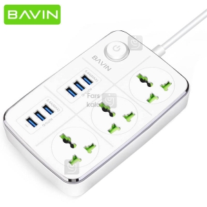 سه راهی برق وشارژ باوین دارای 6 پورت Bavin PC588 Power Strip USB