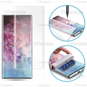 محافظ صفحه شیشه ای تمام صفحه و خمیده یو وی سامسونگ UV Full Glass Screen Protector Samsung Galaxy Note 10