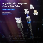 کابل مگنتی سه کاره راک ROCK G1 3 In 1 Magnetic Cable