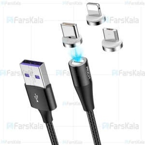 کابل مگنتی سه کاره راک ROCK G1 3 In 1 Magnetic Cable