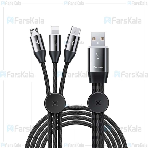Baseus Car Co-sharing 1m 3.5A 3 in 1 USB to USB-C / Type-C + 8Pin + Micro USB Data Syn Charging Cable