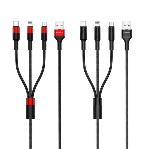 کابل شارژ سه سر Usams SJ2193 U5 Braided Charging Cable