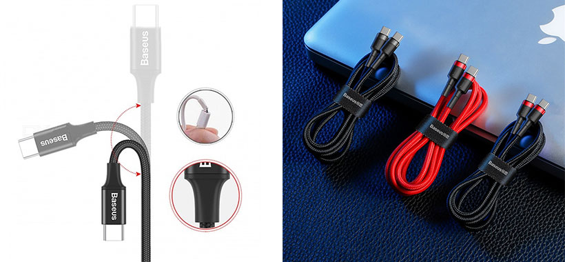 کابل شارژ سریع تایپ سی به لایتنینگ بیسوس Baseus Cafule Type-C to Lightning Cable 1M