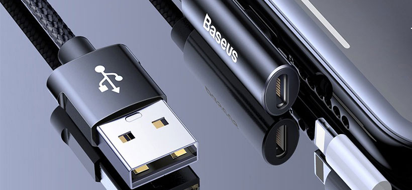 کابل صدا و شارژ لایتنینگ بیسوس Baseus Rhythm Bent Connector Audio 1.2m