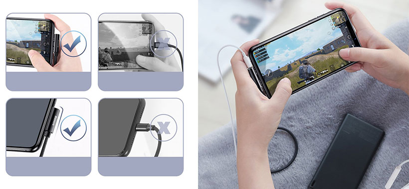 کابل صدا و شارژ لایتنینگ بیسوس Baseus Rhythm Bent Connector Audio 1.2m