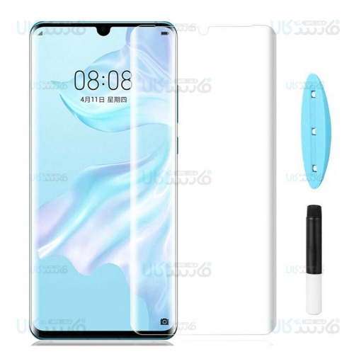 محافظ صفحه شیشه ای تمام صفحه و خمیده یو وی هواوی UV Full Glass Screen Protector Huawei P30 Pro