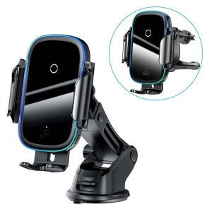 پایه نگهدارنده و شارژر وایرلس بیسوس هوشمند Baseus Light Electric Car Holder Wireless Charger WXHW03-01 15W