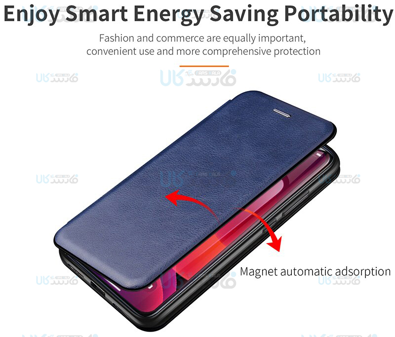 کیف محافظ چرمی سامسونگ Leather Standing Magnetic Cover For Samsung Galaxy A21s