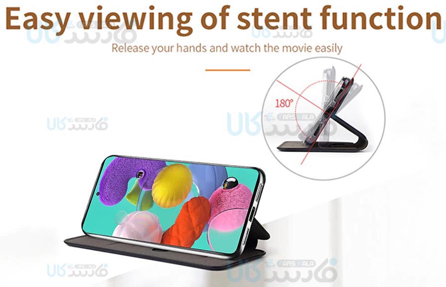 کیف محافظ چرمی سامسونگ Leather Standing Magnetic Cover For Samsung Galaxy A21s