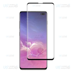 محافظ صفحه نمایش تمام چسب با پوشش کامل سامسونگ با برش اثر انگشت Full Glass Screen Protector For Samsung Galaxy S10 Plus